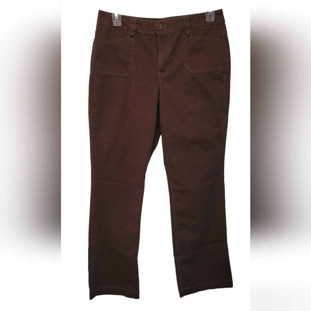 Casual straight leg pants NWT, size 12, in chocolate brown.